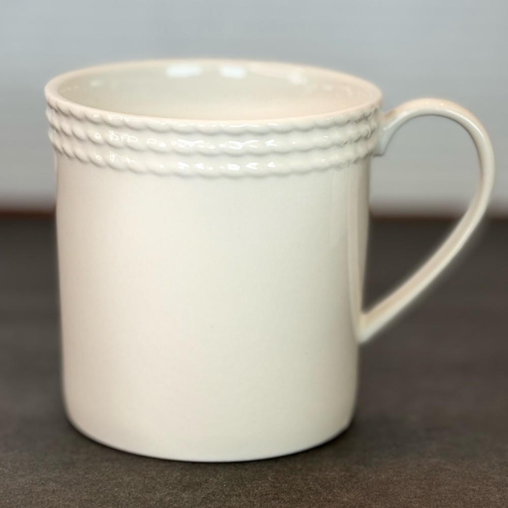 Kate Spade Lenox Wickford Mug  White Embossed Band Porcelain 10 Oz